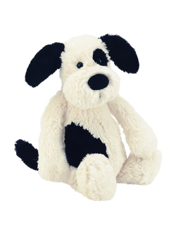 Jellycat Bashful Puppy Soft Toy, Black/Cream, Black/Cream