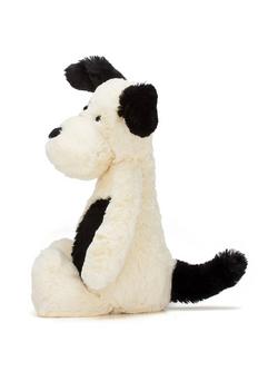 Jellycat Bashful Puppy Soft Toy, Black/Cream - view 2, Black/Cream