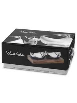 Robert Welch Drift Pinch Pot Bowls with Walnut Stand, Set of 2 - view 2, Silver