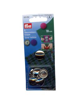 Prym Metal Cover Buttons, 19mm, Pack of 5, Silver