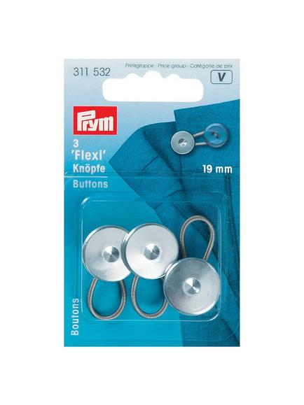 Prym Flexi Buttons, Pack of 3, 19mm, Silver, Silver