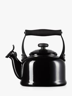 Le Creuset Traditional Stovetop Whistling Kettle, 2.1L - view 2, Satin Black