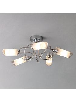 John Lewis Limbo Semi Flush 5 Arm Ceiling Light, Chrome, Chrome
