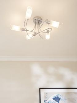 John Lewis Limbo Semi Flush 5 Arm Ceiling Light, Chrome - view 2, Chrome
