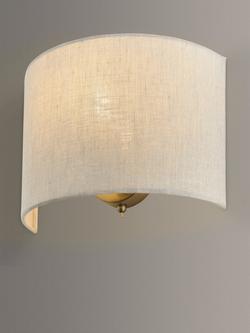 John Lewis Samantha Uplighter Linen Wall Light, Matt Nickle Silver, Linen
