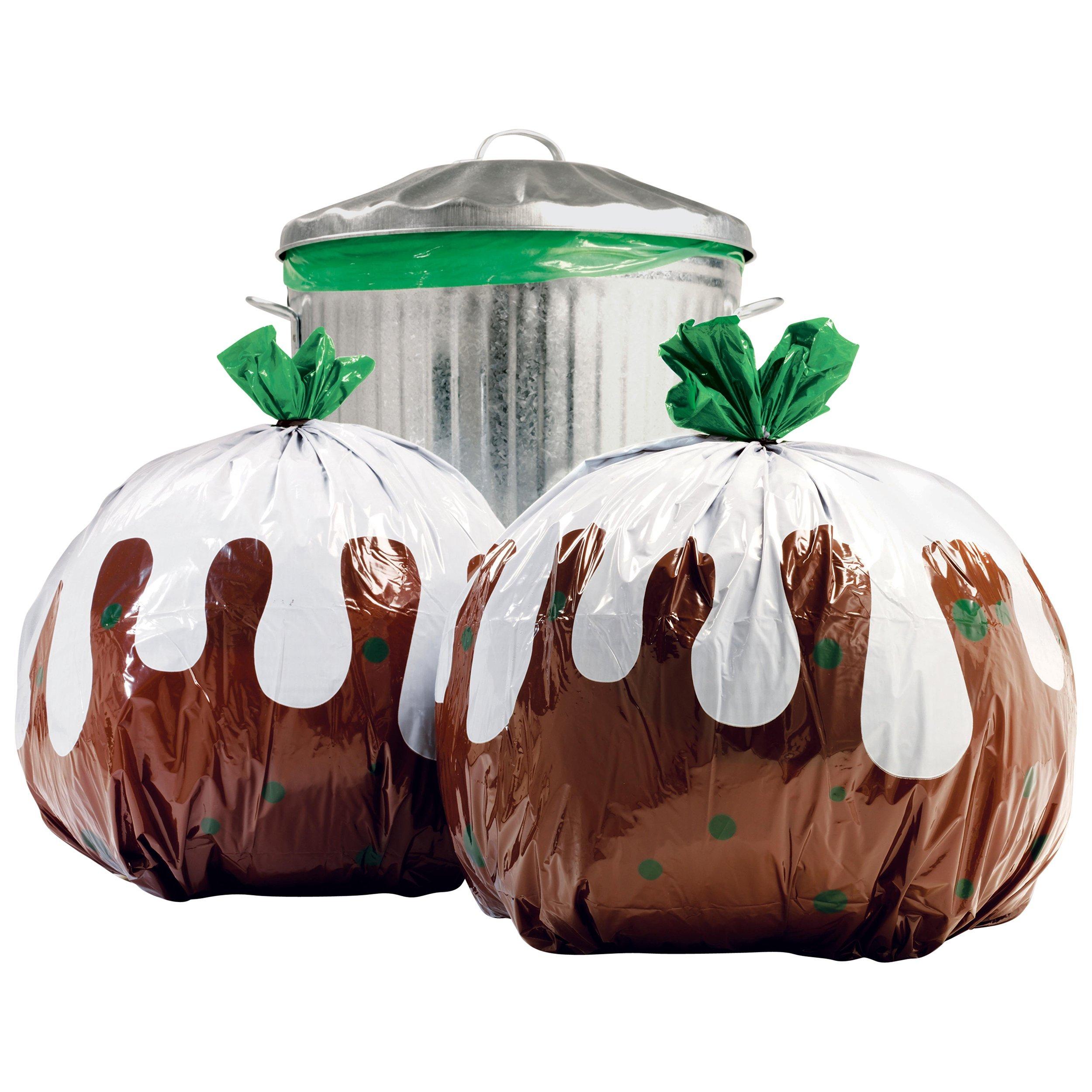 Christmas Pudding Bin Bags, Pack Of 12