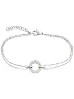 London Road 9ct Gold Diamond Circle Charm Meridian Bracelet, White Gold