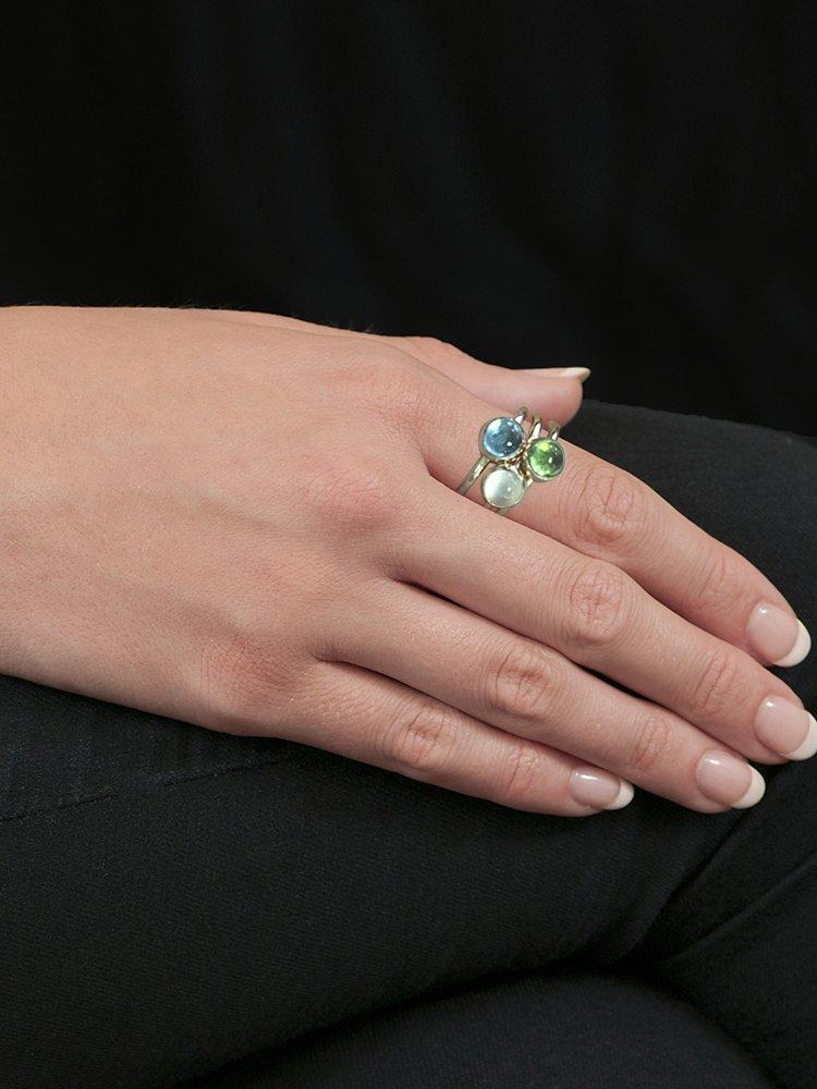 Product image 3 of 4, which shows London Road 9ct Rose Gold Pimlico Bubble Stacking Ring, Moonstone, N