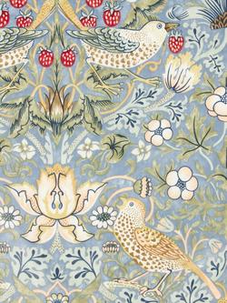 Morris & Co. Strawberry Thief Oilcloth Tablecloth Fabric - view 2, Duck Egg