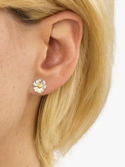 Alex Monroe Classic Daisy Stud Earrings, Silver/Gold - view 2, Silver/Gold