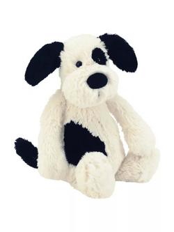 Jellycat Bashful Puppy Soft Toy, Black/Cream, Black/Cream