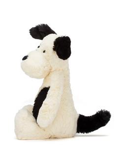 Jellycat Bashful Puppy Soft Toy, Black/Cream - view 2, Black/Cream