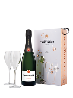 Taittinger Brut NV Champagne & Glasses Gift Set, 75cl, 