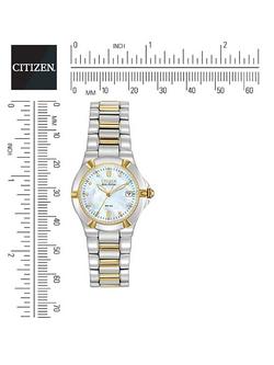 Citizen EW1534-57D Women's Eco-Drive Mother of Pearl Two Tone Bracelet Strap Watch, Silver/Gold - view 2, Silver/Gold