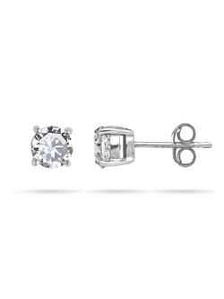 Nina B Medium Claw Set Cubic Zirconia Earrings - view 2, Silver