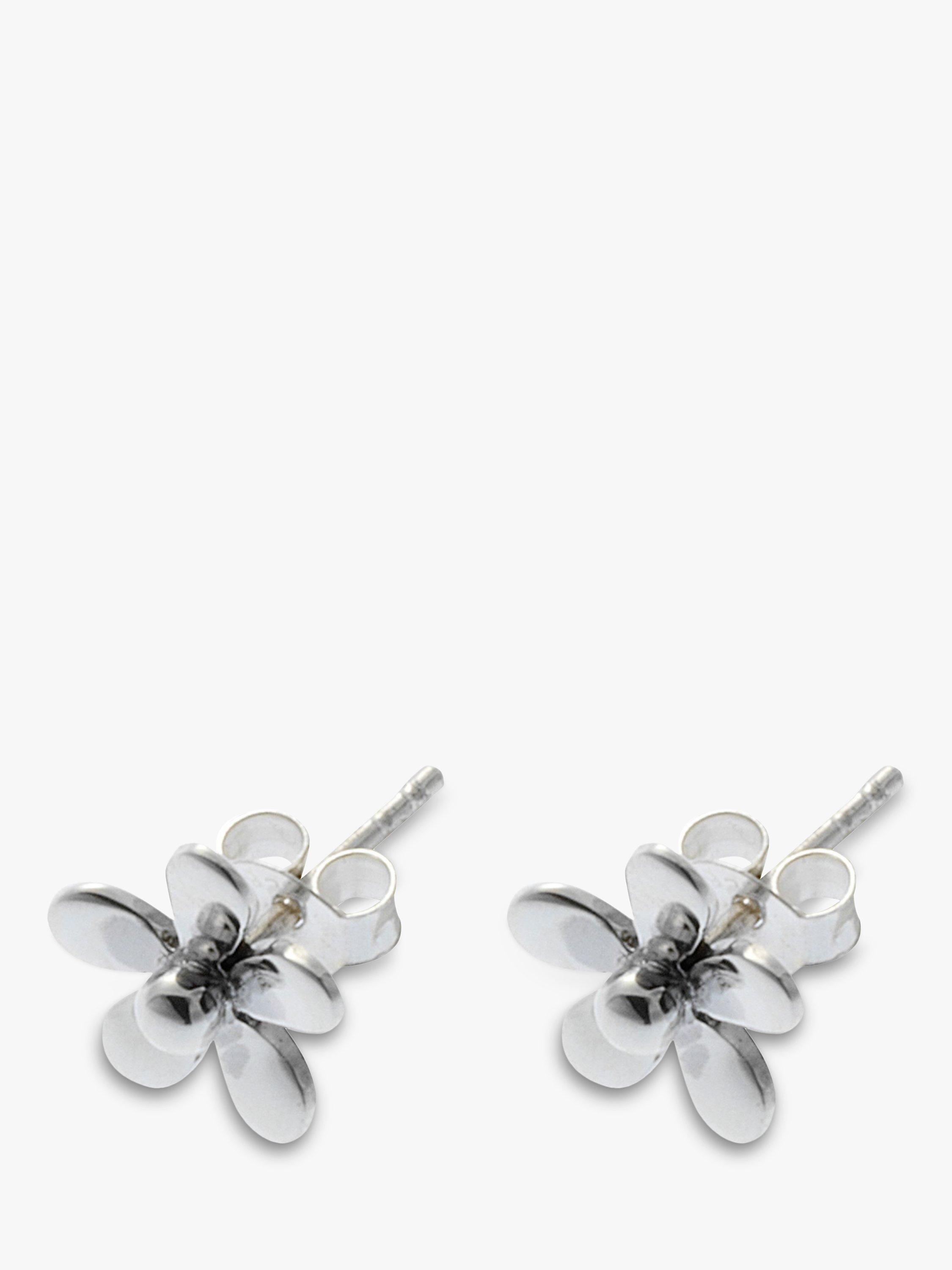 Product image 1 of 2, which shows Nina B Silver Flower Stud Earrings, Silver