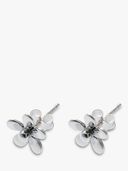 Nina B Silver Flower Stud Earrings, Silver, Silver