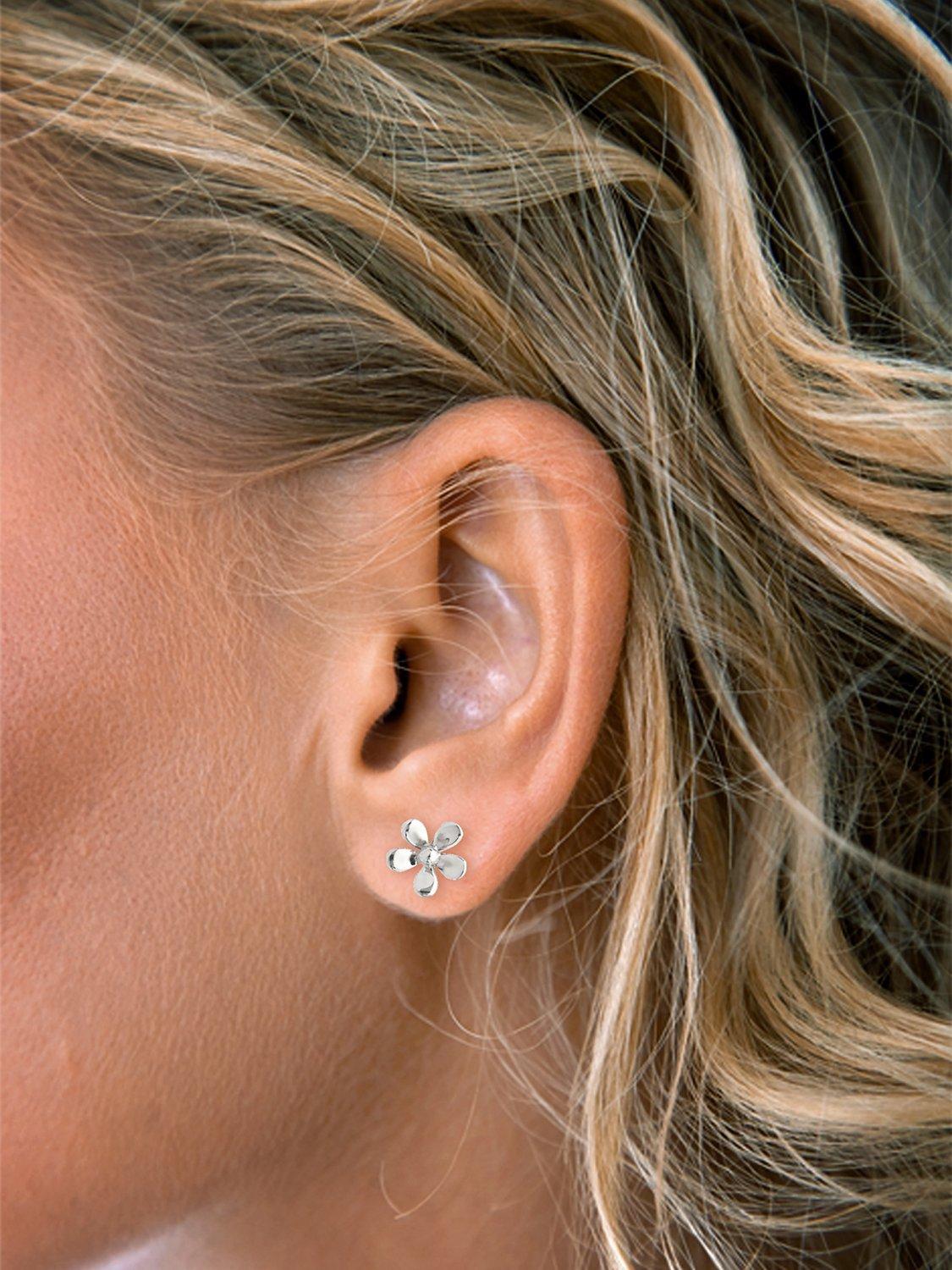 Product image 2 of 2, which shows Nina B Silver Flower Stud Earrings, Silver