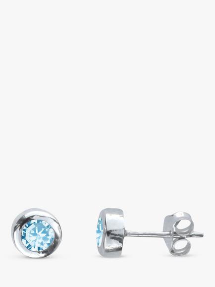 Nina B Blue Topaz Round Stud Earrings, Blue