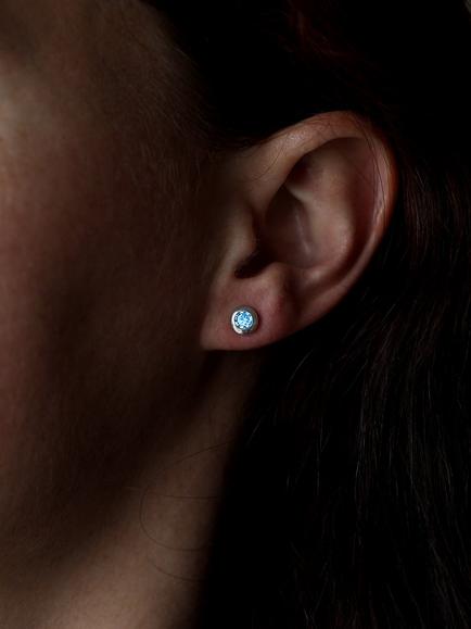Nina B Blue Topaz Round Stud Earrings - view 2, Blue
