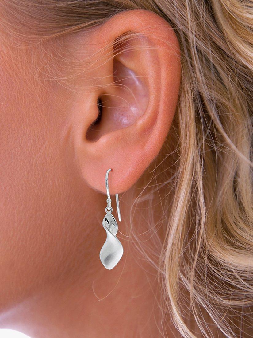 Product image 3 of 4, which shows Nina B Sterling Silver Twirl Drop Earrings