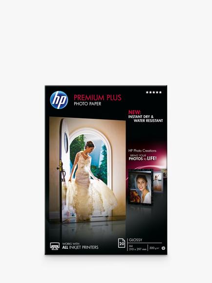 HP CR672A Premium Plus Glossy A4 Photo Paper, 20 Sheets, 