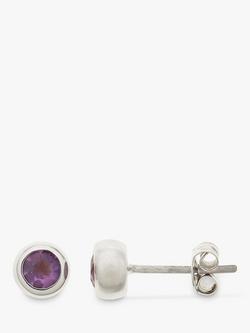 Nina B Sterling Silver Round Stud Earrings, Amethyst