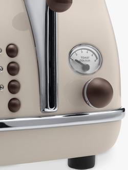 De'Longhi CTOV4003BG Vintage Icona Toaster, 4-Slice, Cream - view 2, Cream