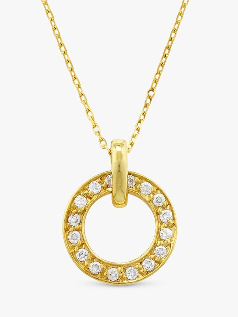 Product image 1 of 5, which shows London Road 9ct Yellow Gold Circular Diamond Set Pendant Necklace