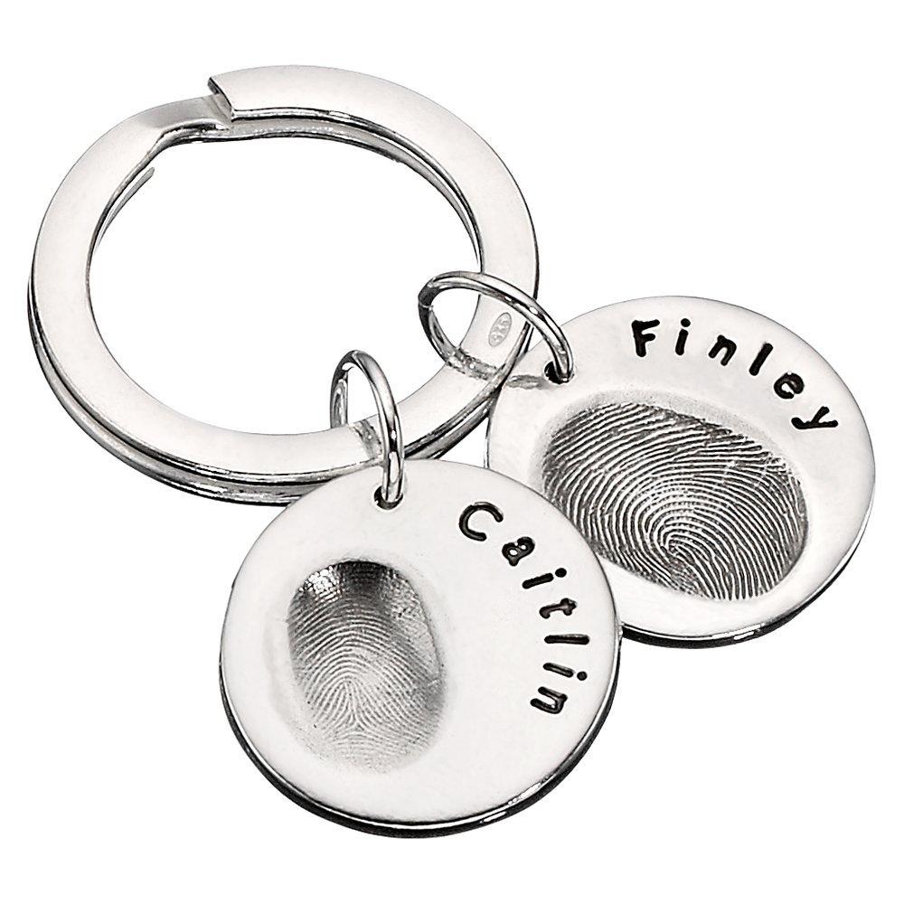 Under the Rose Personalised Fingerprint Keyring, 2 Charms