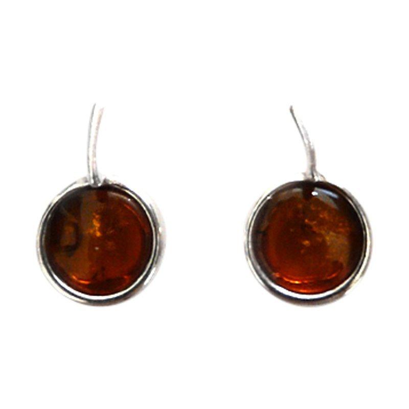 Goldmajor Amber and Silver Round Drop Earrings