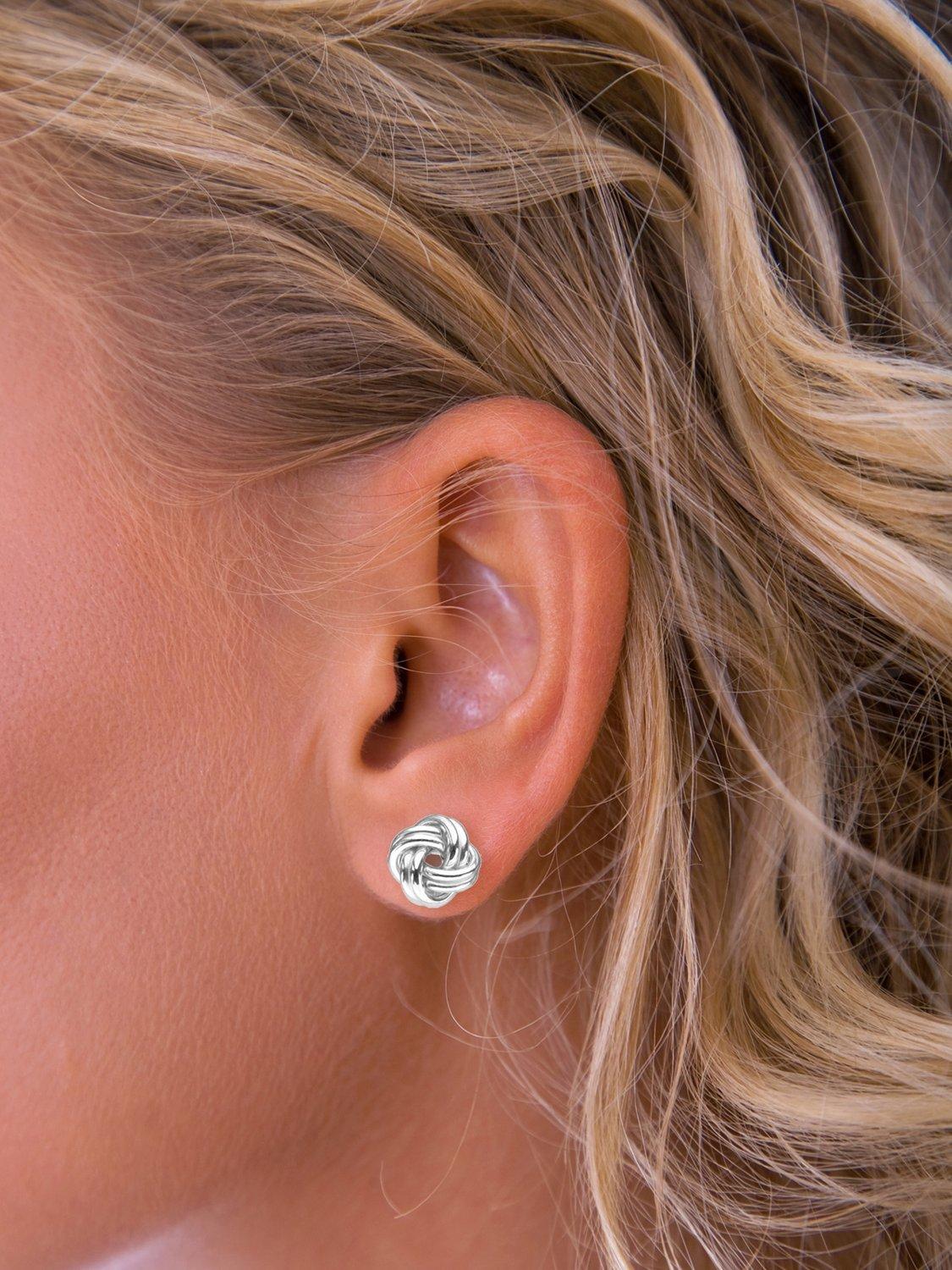 Nina B Silver Medium Knot Stud Earrings, Silver