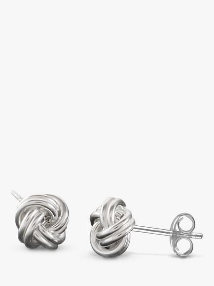 Nina B Small Silver Knot Stud Earrings, Silver, Silver