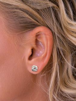Nina B Small Silver Knot Stud Earrings, Silver - view 2, Silver