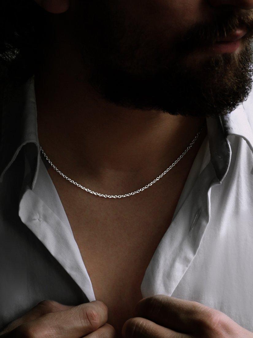 Product image 3 of 6, which shows Nina B Unisex Silver Baby Belcher Chain, Silver, 45cm