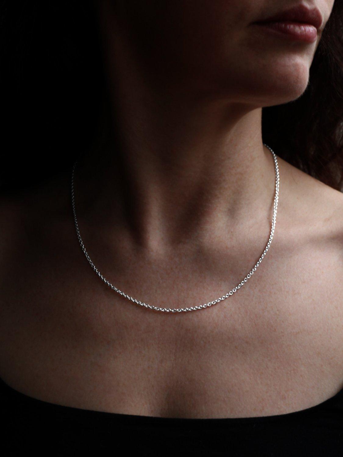 Product image 4 of 6, which shows Nina B Unisex Silver Baby Belcher Chain, Silver, 45cm