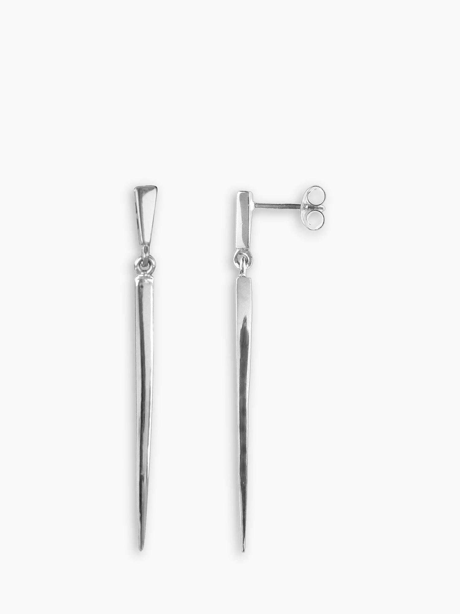 Product image 1 of 4, which shows Nina B Sterling Silver Long Slim Drop Stud Earrings