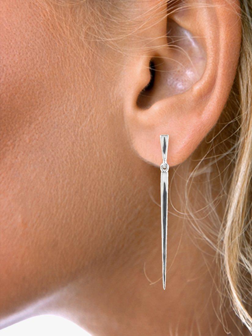 Product image 3 of 4, which shows Nina B Sterling Silver Long Slim Drop Stud Earrings