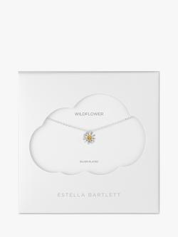 Estella Bartlett Daisy Flower Pendant Necklace, Silver - view 2, 