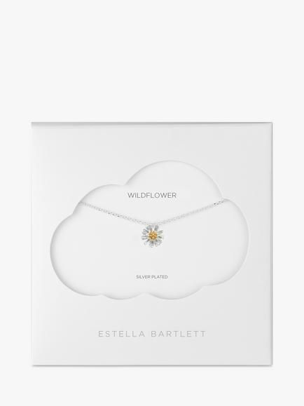 Estella Bartlett Daisy Flower Pendant Necklace, Silver - view 2, 
