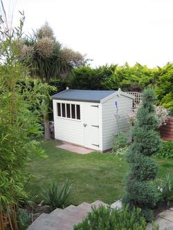 Crane Garden Buildings Scandinavian Redwood Windsor Garden Shed, 2.4 x 3m - view 2, Cream
