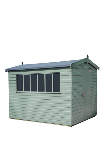 Crane Garden Buildings Scandinavian Redwood Kensington Garden Shed, 2.4 x 3m, Sage