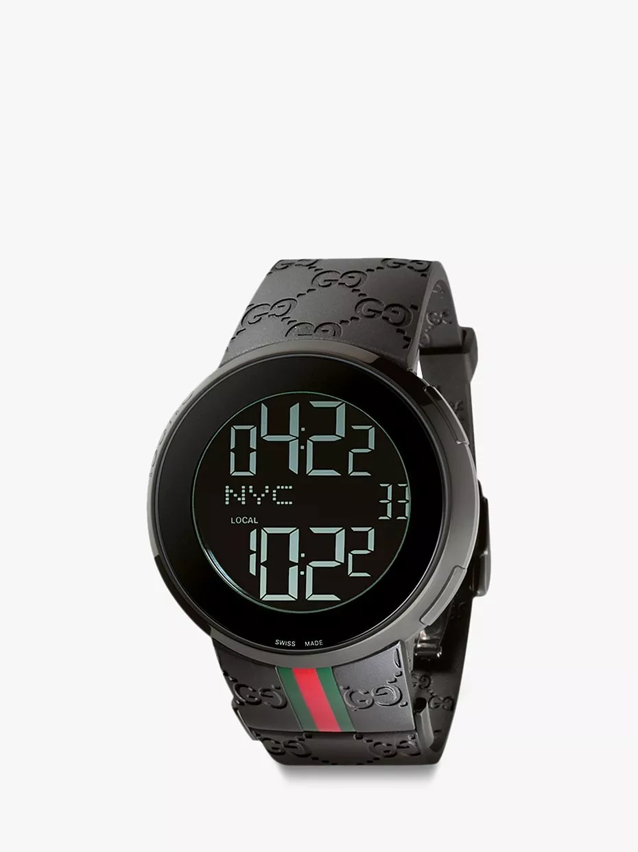 Gucci YA114207 Men s I Gucci Rubber Strap Digital Watch Black