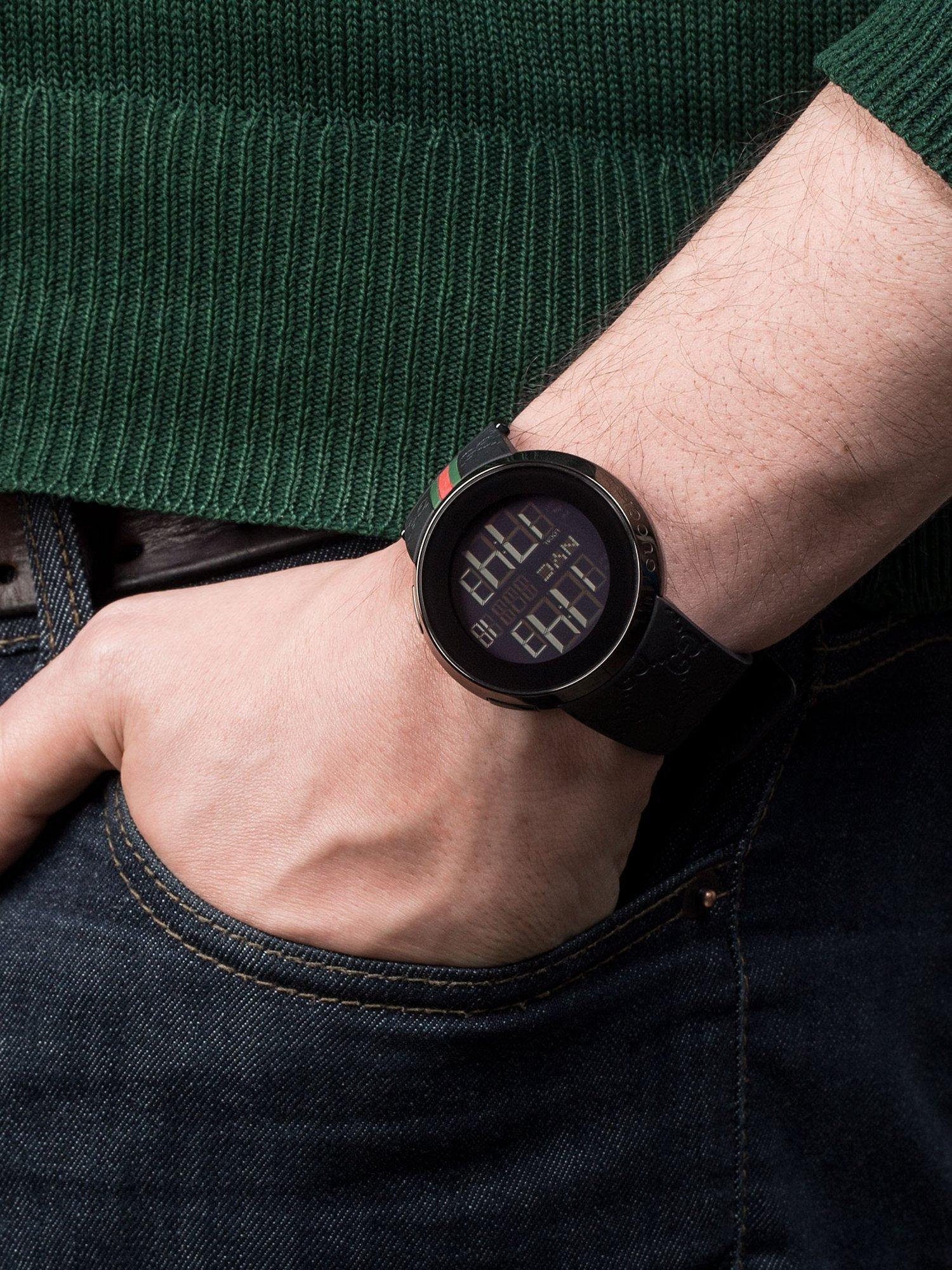 Gucci YA114207 Men s I Gucci Rubber Strap Digital Watch Black