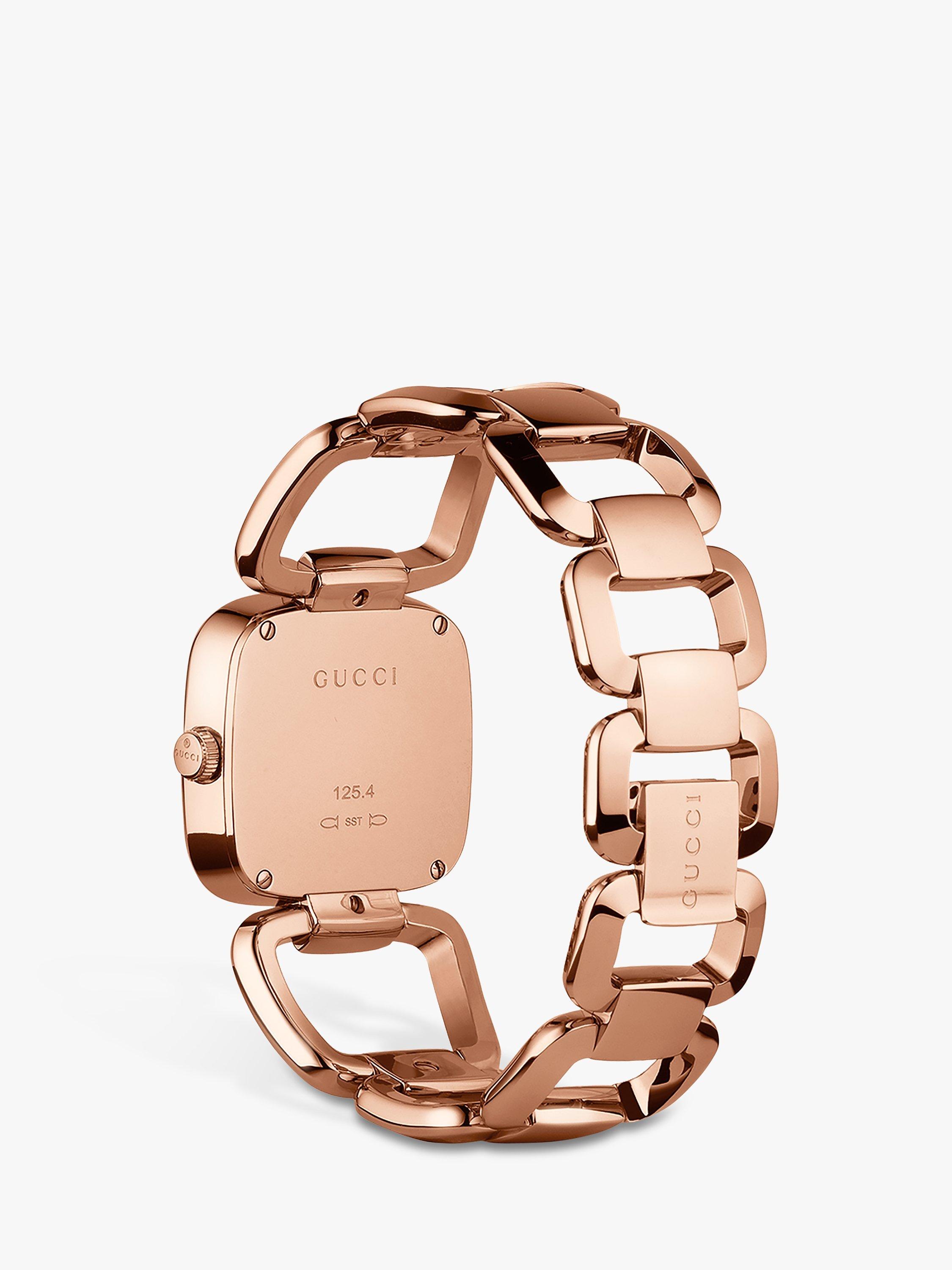 Gucci YA125409 Women s I Gucci Diamond Dial Bracelet Strap Watch Rose Gold Black