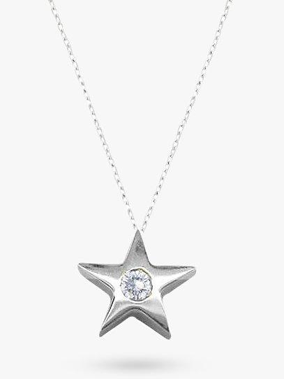Product image 1 of 3, which shows E.W Adams 9ct Gold Star Diamond Set Pendant Necklace, White Gold