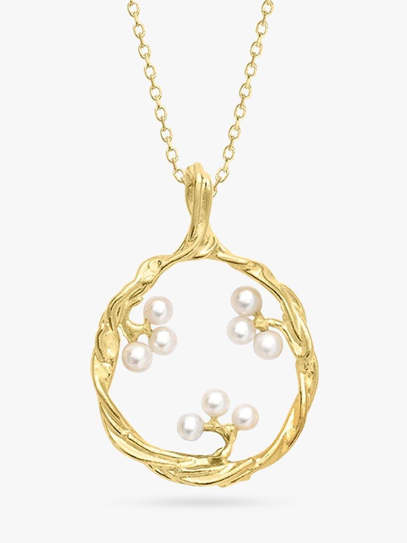 Product image 1 of 4, which shows London Road Burlington 9ct Yellow Gold Willow Pearl Pendant Drop Necklace