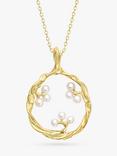 London Road Burlington 9ct Yellow Gold Willow Pearl Pendant Drop Necklace