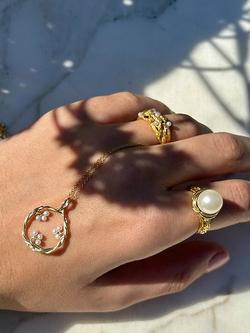 London Road Burlington 9ct Yellow Gold Willow Pearl Pendant Drop Necklace - view 2, 