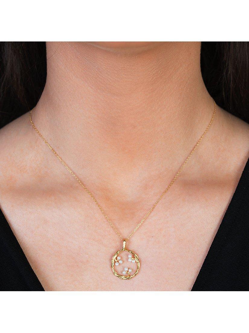 Product image 3 of 4, which shows London Road Burlington 9ct Yellow Gold Willow Pearl Pendant Drop Necklace